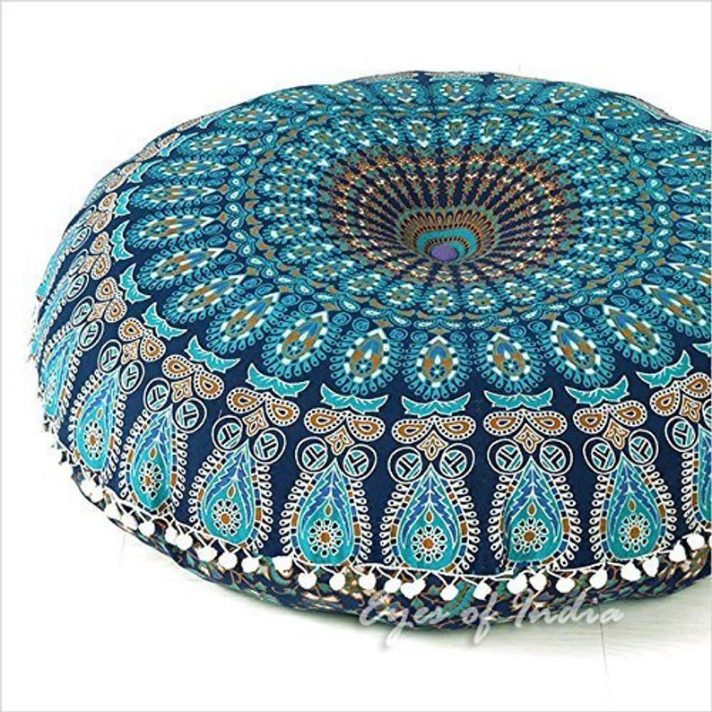 peacock mandala floor pillow - garden furnishings