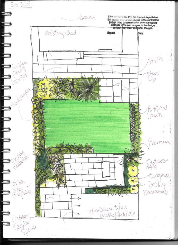 West Ham garden design sketches of ideas