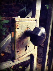 Worn iron gate door knob