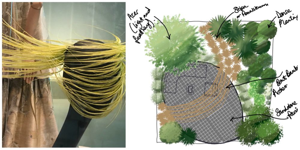 fashionable garden design inspired by “wind swept hat“ by Philip Treacy